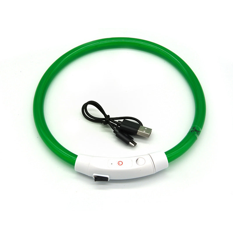 LED Fiber Optic Dog Collar - Multi-Color PVC, USB Rechargeable, Night Safety (S/M/L Sizes)