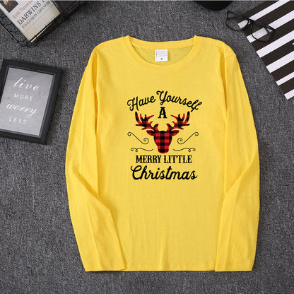 Christmas red deer head print long sleeved women