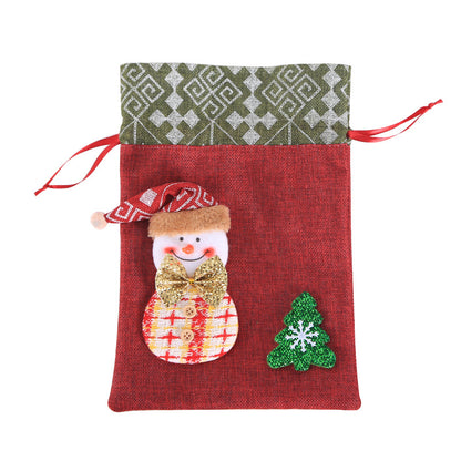 Christmas decoration gift bag, children's linen bundle mouth apple bag, candy biscuit bag, Christmas gift bag