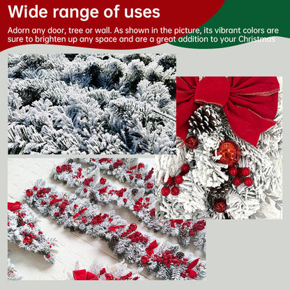Flocked PVC Christmas Wreath - Artificial Vine Hanging Decor for Home, Door & Tree