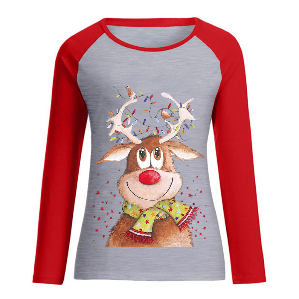 Christmas Elk Printed Women's T-shirt