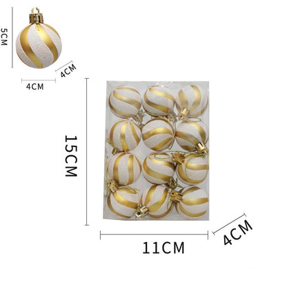 Christmas Ball Decoration Red and White Threaded Christmas Tree Hanging Decoration Hand drawn Christmas Ball Plastic