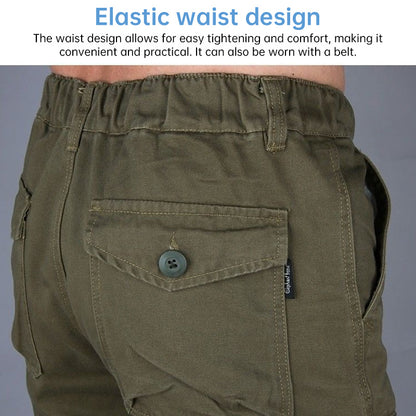 Men's Cotton Cargo Overalls for Camping & Hiking - Straight-Leg, Multi-Pocket Baggy Trousers