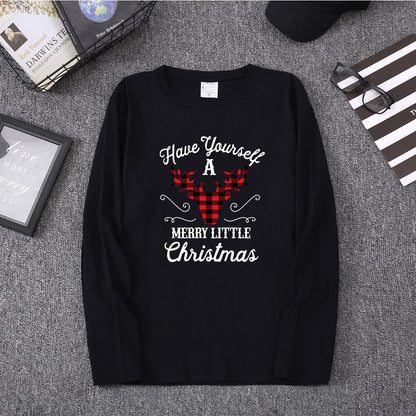 Christmas red deer head print long sleeved women