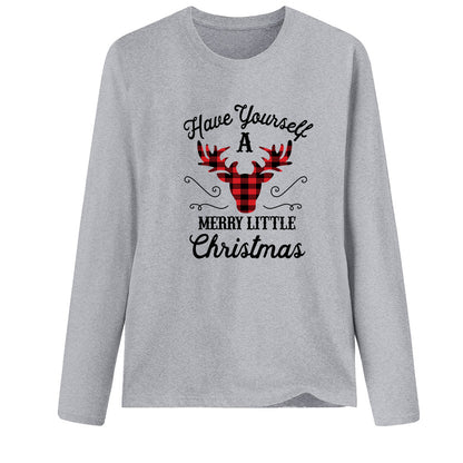 Christmas red deer head print long sleeved women