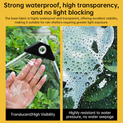 High-Quality Waterproof PVC Tarpaulin (420g/m² Transparent, Upgraded Grommets, Outdoor Windproof/Rainproof)