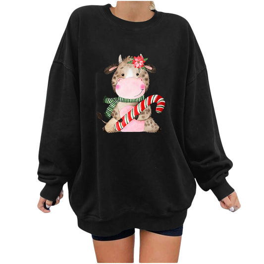 Christmas off shoulder round neck hoodie