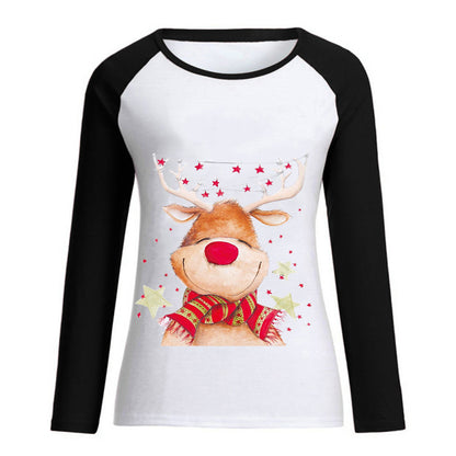 Christmas Elk Printed Women's T-shirt