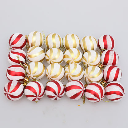 Christmas Ball Decoration Red and White Threaded Christmas Tree Hanging Decoration Hand drawn Christmas Ball Plastic