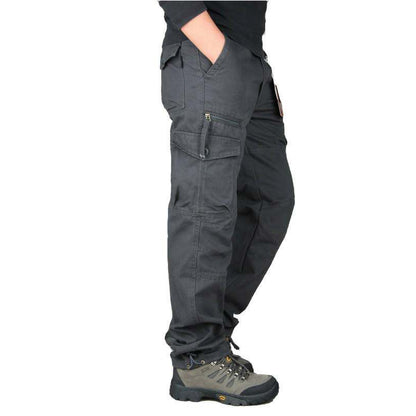 Men's Cotton Cargo Overalls for Camping & Hiking - Straight-Leg, Multi-Pocket Baggy Trousers