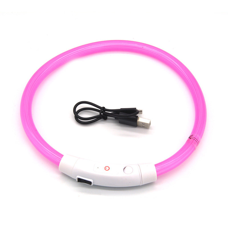 LED Fiber Optic Dog Collar - Multi-Color PVC, USB Rechargeable, Night Safety (S/M/L Sizes)