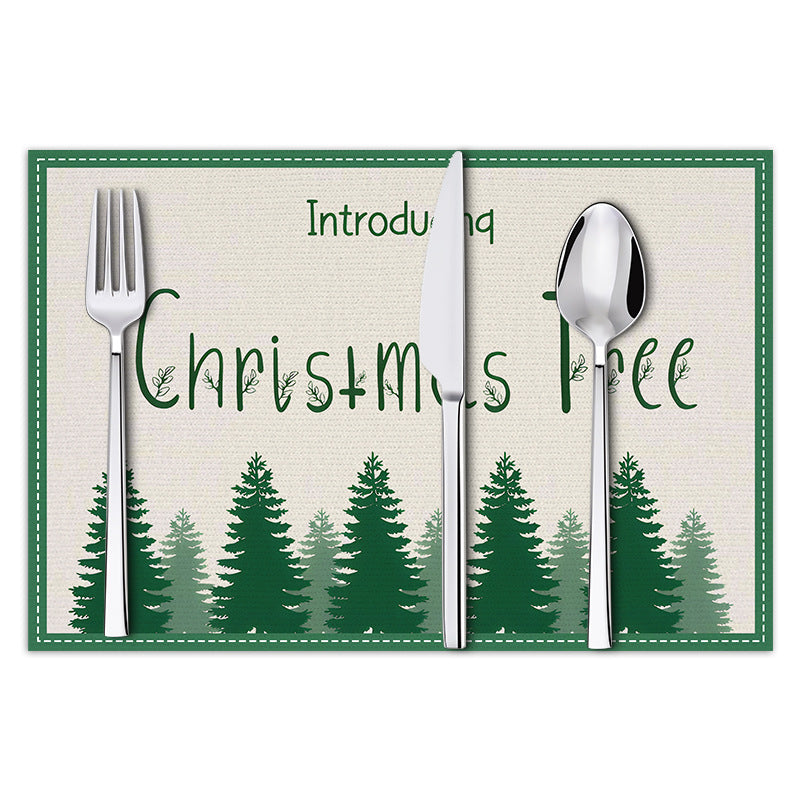 Christmas linen placemats holiday party decorations insulation mats linen Christmas tree printed coasters