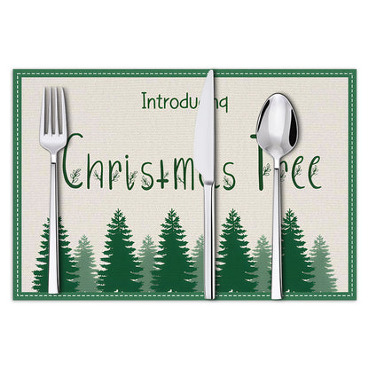 Christmas linen placemats holiday party decorations insulation mats linen Christmas tree printed coasters