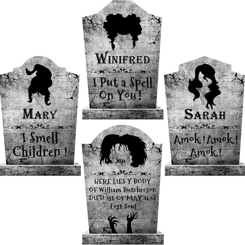 Halloween Outdoor Decor: Cemetery Tombstones, Yard Signs with Stakes, Realistic Scary Skulls