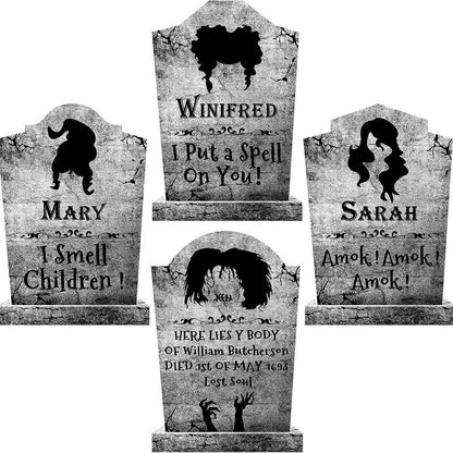 Halloween Outdoor Decor: Cemetery Tombstones, Yard Signs with Stakes, Realistic Scary Skulls