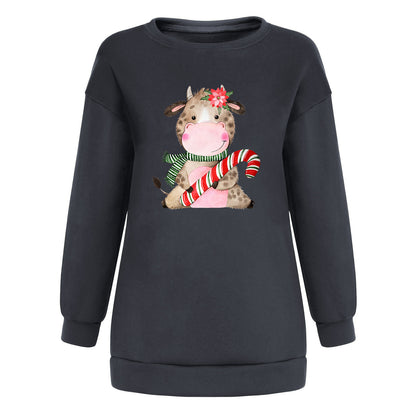 Christmas off shoulder round neck hoodie
