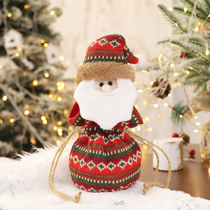 New 3D Knitted Fabric Doll Apple Bag Christmas Decorations Children's Day Gift Bundle Pocket Candy Bag