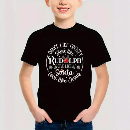 Combed Cotton New Christmas Children's Short Sleeve Girls' T-Shirt Kids Clothing Boys' Short Sleeve