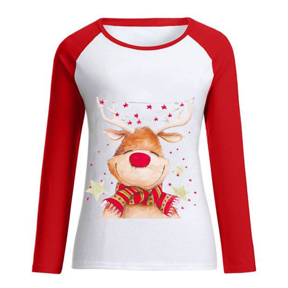 Christmas Elk Printed Women's T-shirt