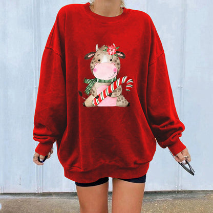 Christmas off shoulder round neck hoodie