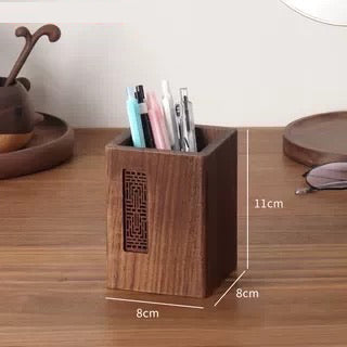 Solid wood pen holder ornament creative gift office desktop storage container hand carried gift