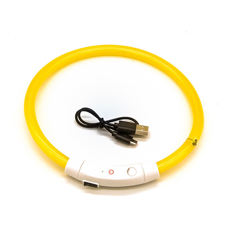 LED Fiber Optic Dog Collar - Multi-Color PVC, USB Rechargeable, Night Safety (S/M/L Sizes)