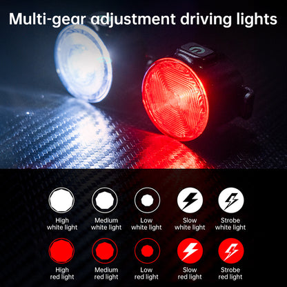 Red & White LED Bike Light Set: Rechargeable (USB Charging, Built-in Battery) – Includes Cycling Flashlights