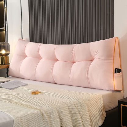 Fluffy Warm Feather-Cotton Backrest - Classic Solid Brushed Triangular Bed Cushion