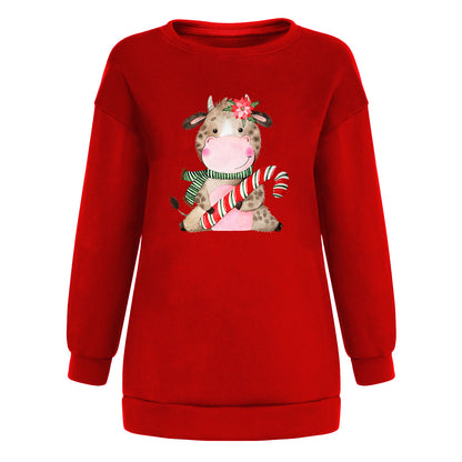 Christmas off shoulder round neck hoodie