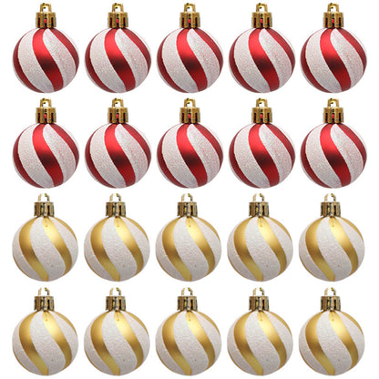Christmas Ball Decoration Red and White Threaded Christmas Tree Hanging Decoration Hand drawn Christmas Ball Plastic