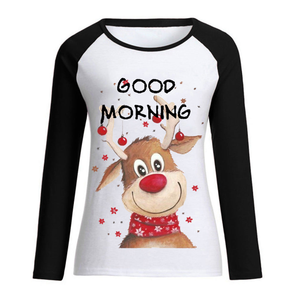Christmas Good Morning Elk Printed T-shirt