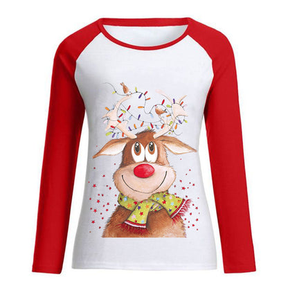 Christmas Elk Printed Women's T-shirt