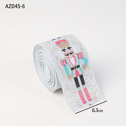 Christmas decoration ribbon, cedar pattern printed ribbon, bow tie, Christmas decoration ribbon, holiday ribbon