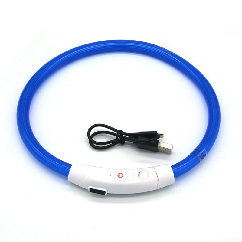 LED Fiber Optic Dog Collar - Multi-Color PVC, USB Rechargeable, Night Safety (S/M/L Sizes)