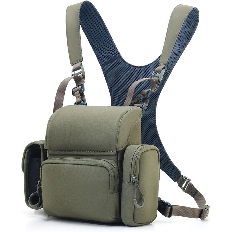 Portable Nylon Binocular Chest Pack: Foldable, Multi-Pocket for Hunting/Hiking, Fits Night Vision Goggles