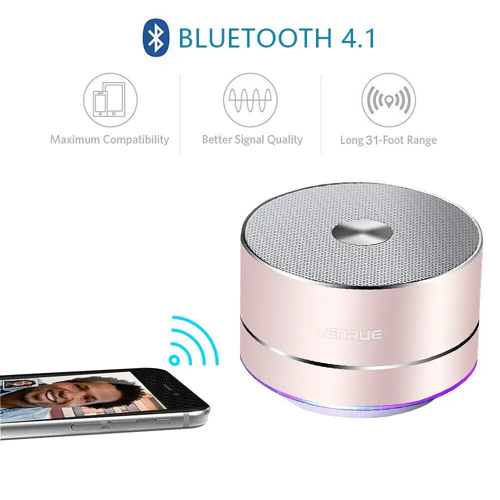 LENRUE Portable Wireless Bluetooth Speaker Stereo Portable Led Speakers with Built Mic MP3 MINI Subwoof Smart Column Loudspeaker