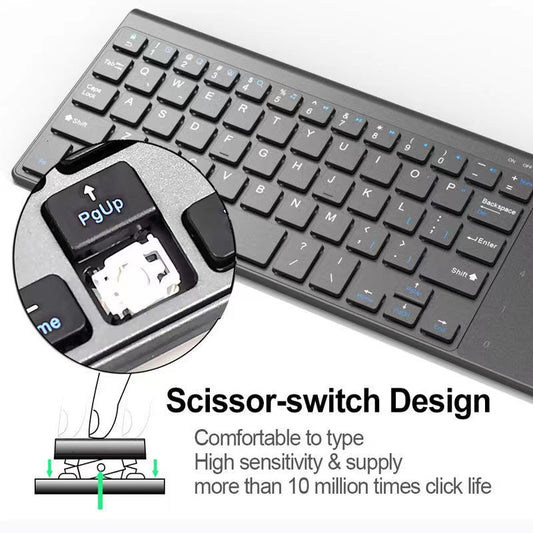 Wireless Bluetooth Mini Keyboard with Touch and Digital Pad