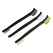 3PCS Double-End Mini Wire Brush Set – Stainless Steel, Brass & Nylon Cleaning Brushes for Rust, Metal & Detail Polishing